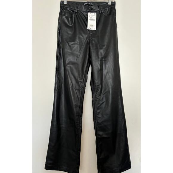 ZARA Vegan Leather Pants Womens Size Small New - Picture 1 of 4